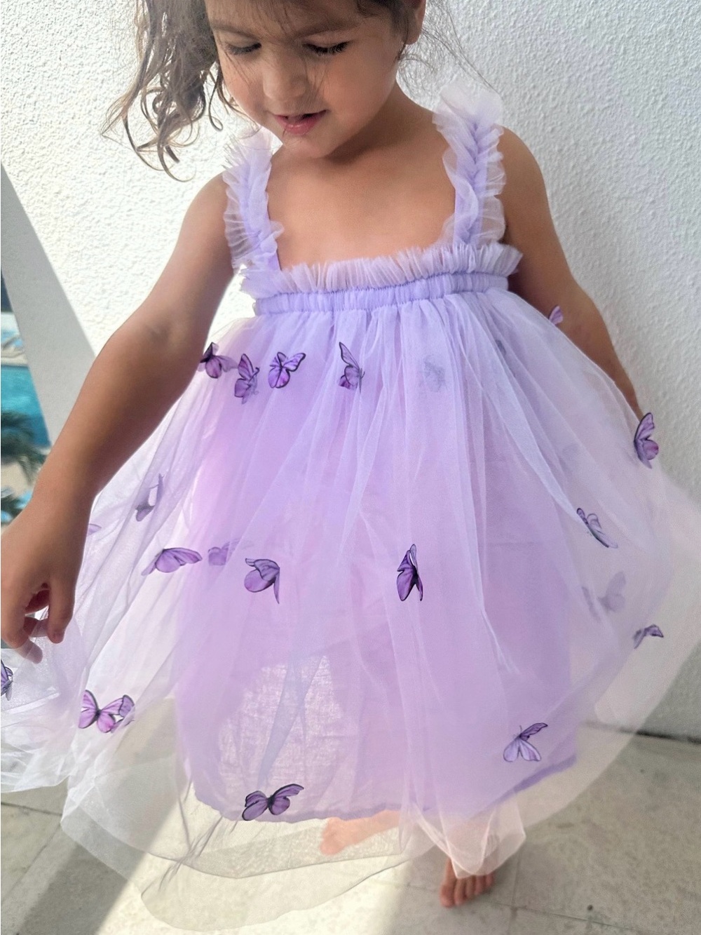 Lavender Butterfly Tulle Dress for Kids - Picture 2 of 8